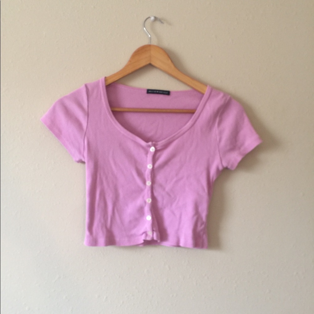 Brandy Melville Pink Button Top